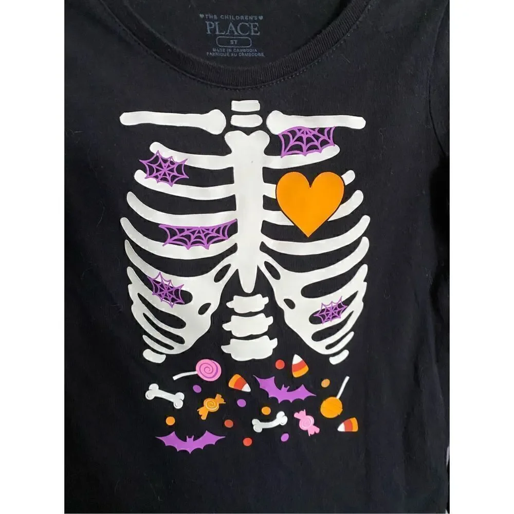 Children’s place toddler girls, Halloween candy skeleton graphic T-shirt 3T